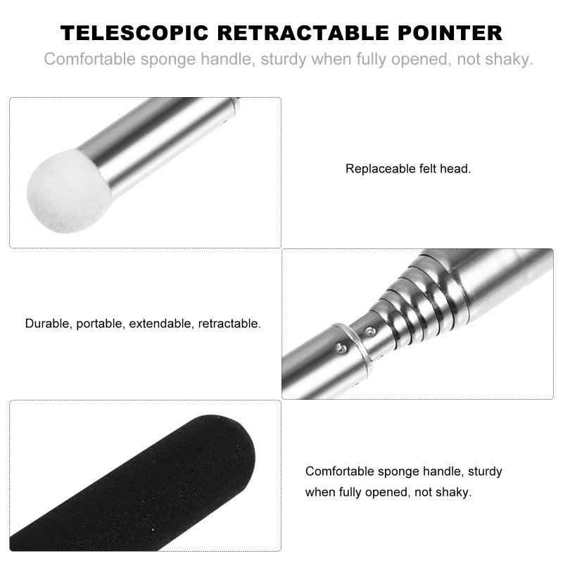 TINKSKY Hand Pointer Extendable Telescopic Retractable Pointer Handheld Presenter Classroom Whiteboard Pointer (Black) - Image 2