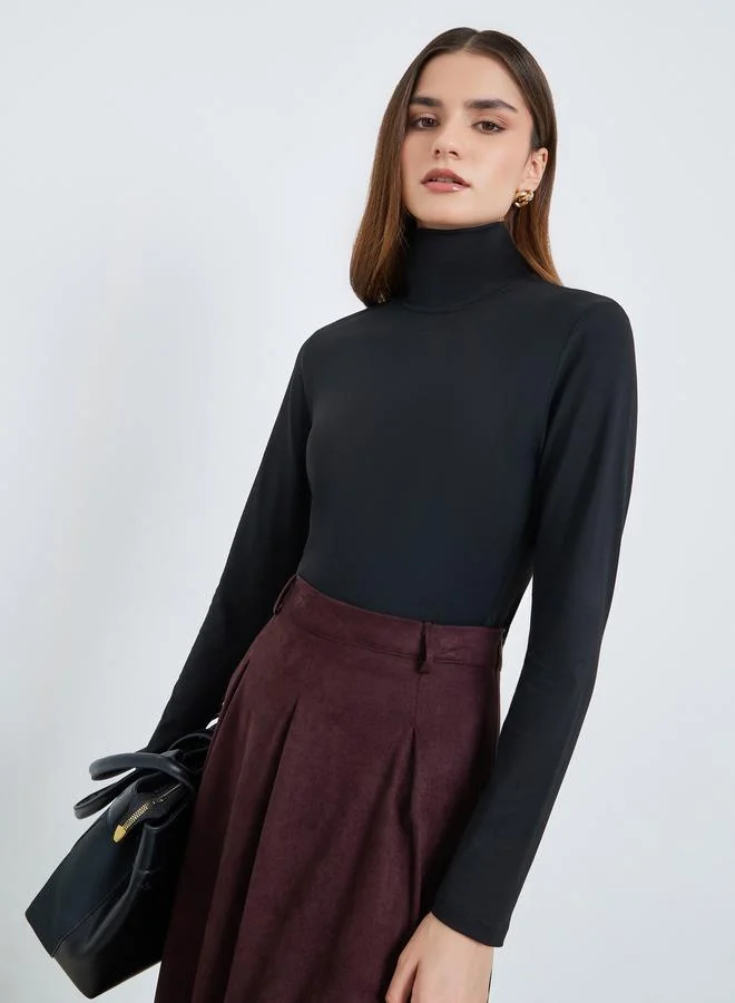 ستايلي مجموعة من 2 تيشيرت سادة بياقة عالية