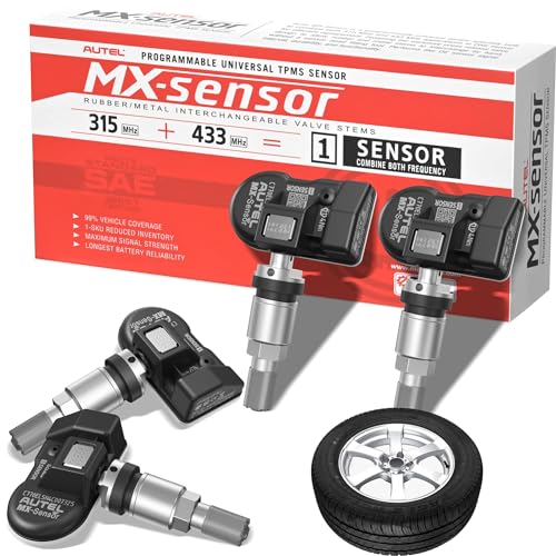 Autel TPMS Sensor MX-Sensor 2 in 1 (Press-in), Programmable TPMS Tire Pressure Sensor 315MHz+433MHz, 100% Clone-able, Same as OE-sensors (Metal Valve Set of 4) - Image 1