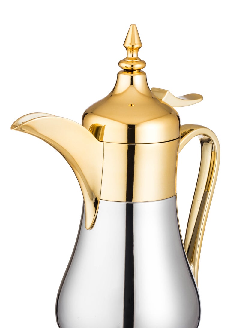 Squalo Silver and gold color Dallah refrigerator, stainless steel inside and outside, capacity 350 ml - Image 3