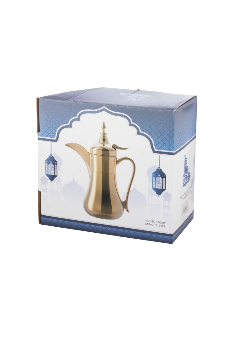 Squalo Silver and gold color Dallah refrigerator, stainless steel inside and outside, capacity 350 ml - Image 5