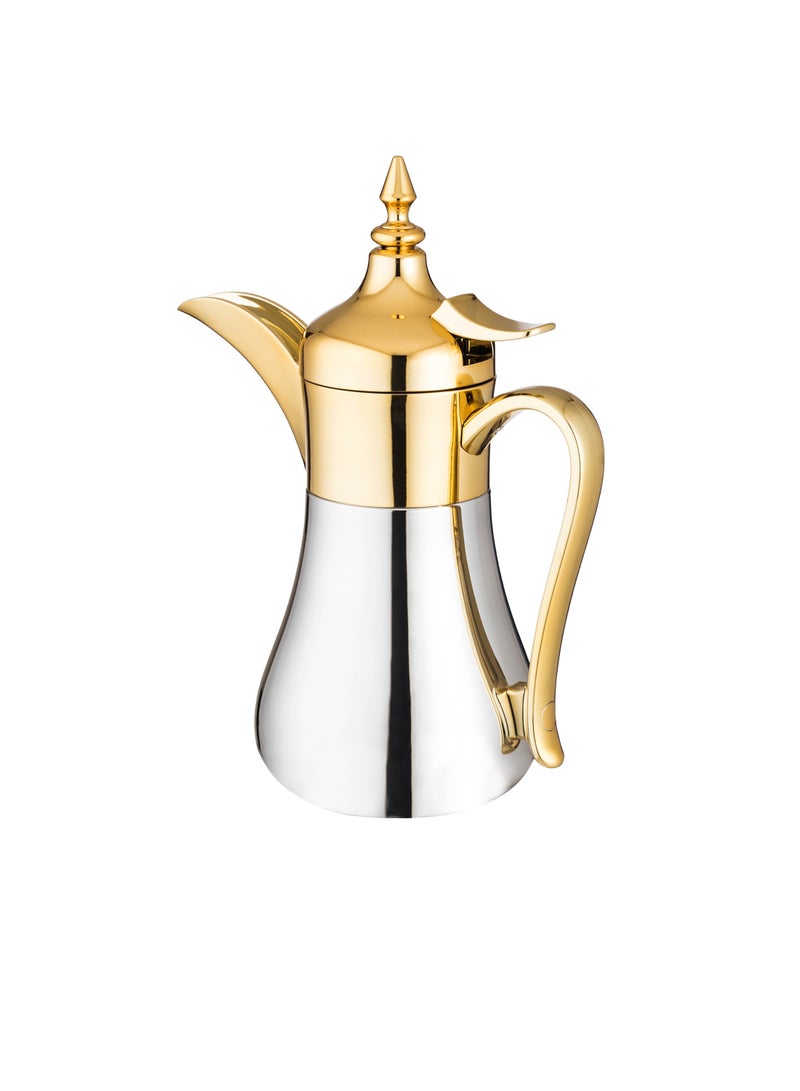 Squalo Silver and gold color Dallah refrigerator, stainless steel inside and outside, capacity 350 ml - Image 1