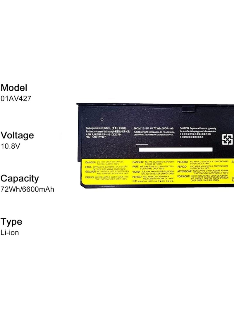 Terabyte REPLACEMENT 10.8V 72Wh 6600mAh 61++ 01AV427 SB10K97584 Laptop Battery Compatible for Lenovo ThinkPad A475 A485 T470 T480 T570 T580 P51S P52S TP25 Series - Image 2