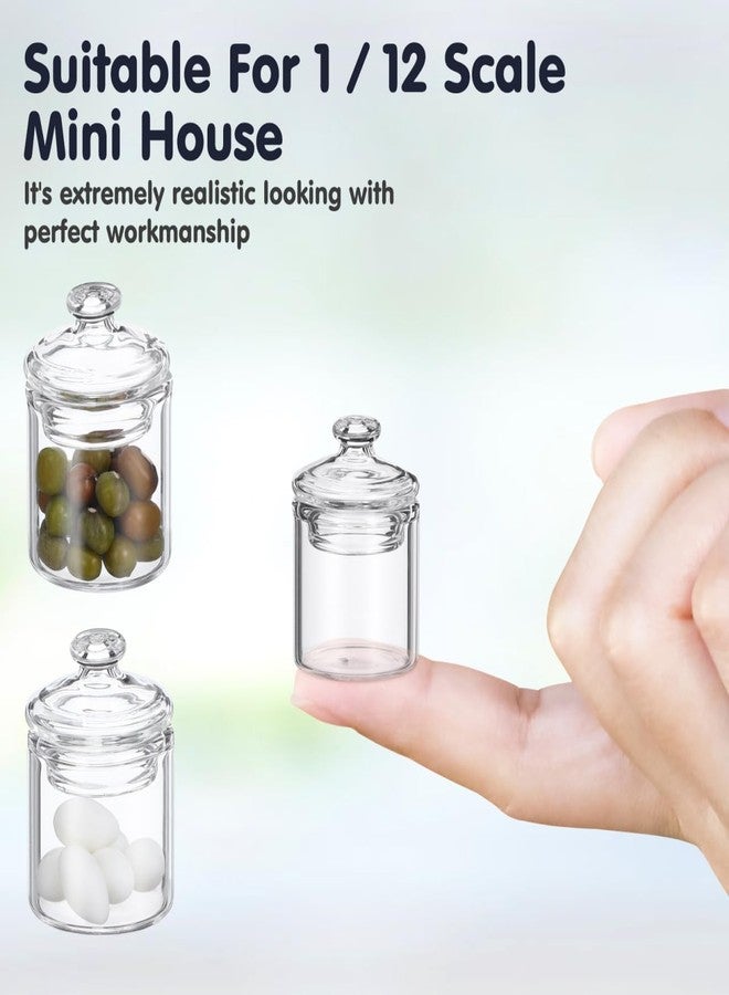 INOOMP Miniature Glass Jar Doll House Decor 1 12 Scale Mini Model Storage Tank Set of 2 Realistic Mini Canisters for Dollhouse Accessories 1.02 X 0.79 Inch - Image 2