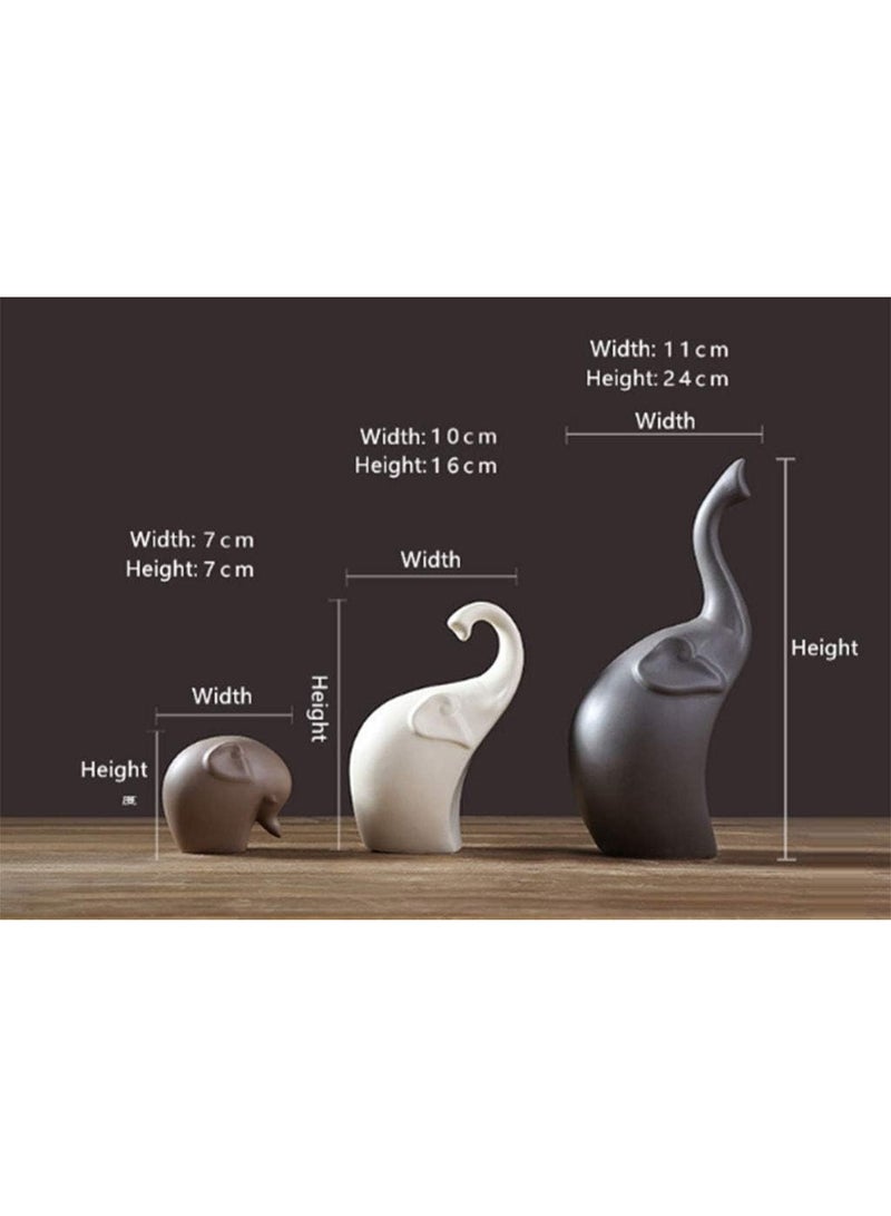 Xtore Home Décor Elephant Family Matte Finish Ceramic Figures - (Set of 3 Piece, Matte Brown) - Image 2