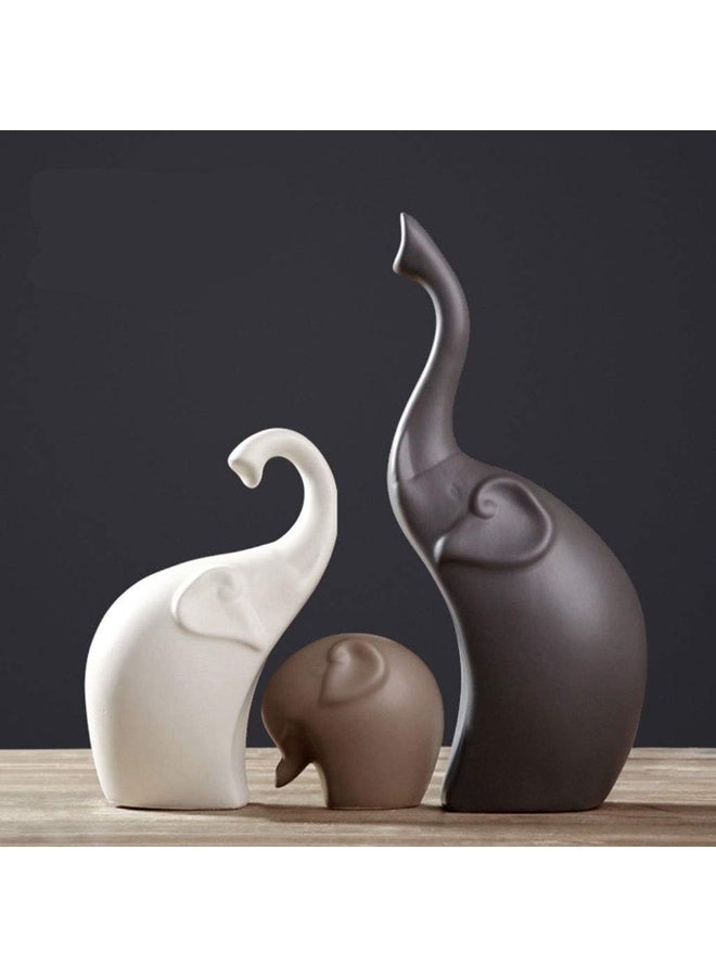 Xtore Home Décor Elephant Family Matte Finish Ceramic Figures - (Set of 3 Piece, Matte Brown) - Image 3