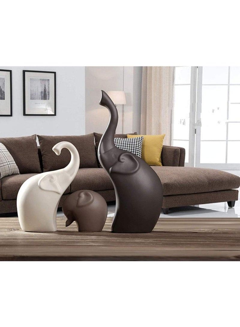 Xtore Home Décor Elephant Family Matte Finish Ceramic Figures - (Set of 3 Piece, Matte Brown) - Image 4