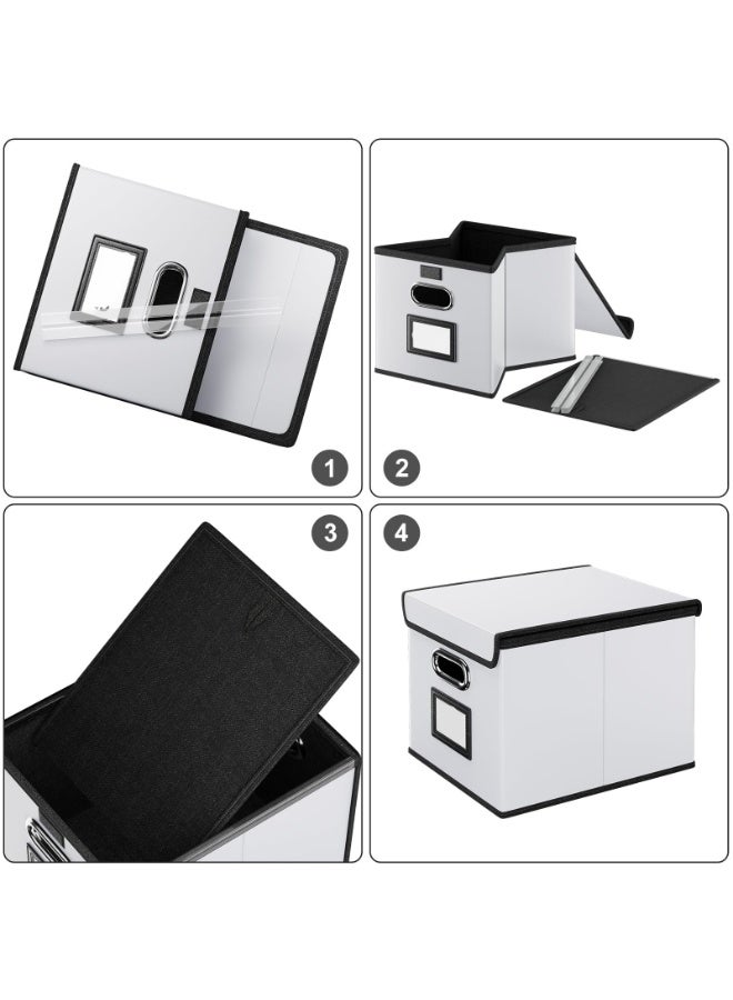 File Storage Organizer Box,Filing Box with Lid, Easy Slide Durable Hanging File Box for Office Decor Home, White - Image 5