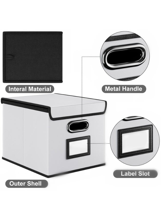 File Storage Organizer Box,Filing Box with Lid, Easy Slide Durable Hanging File Box for Office Decor Home, White - Image 4