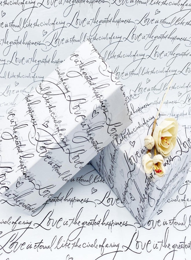 FWSA WRAPS Love Letter Printed Gift Wrapping Tissue Paper Bulk for Gifts 20 x 28 inch, Flower Wrapping Paper 30 Sheets Black and White Wedding Mother’s Valentine's Day Bridal Shower Clothes Decorative Paper - Image 3