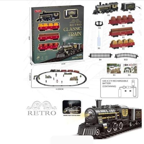 HITRUZ Classic Retro Steam Train Set for Kids with Real Smoke, Lights & Sound | Rechargeable Electric Railway Toy with 155cm DIY Track & Cargo Coaches | Gift for Boys & Girls 3-8 Years - Image 3