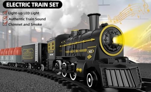 HITRUZ Classic Retro Steam Train Set for Kids with Real Smoke, Lights & Sound | Rechargeable Electric Railway Toy with 155cm DIY Track & Cargo Coaches | Gift for Boys & Girls 3-8 Years - Image 4