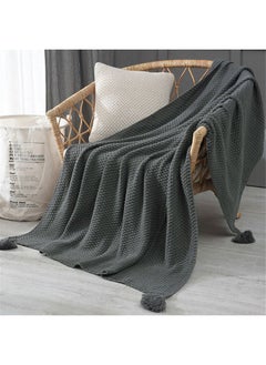 Arabest Tassel Design Warm Blanket Polyester Grey 130x170cm  - Image 2