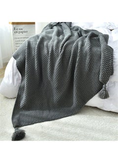 Arabest Tassel Design Warm Blanket Polyester Grey 130x170cm  - Image 3