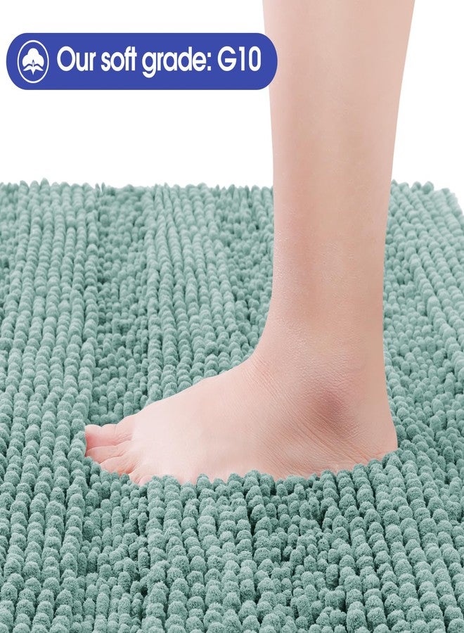 ACCUMTEK Striped Eggshell Blue Bathroom Rug Set 3 Pieces Ultra Soft, Non Slip Chenille Bath Carpet, Absorbent Plush Shaggy Bath Mats for Bathroom, Toilet, Bedroom, Kitchen - Image 2