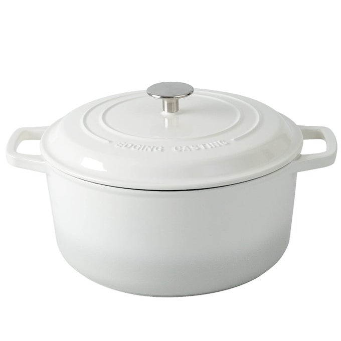 ENAMELED CAST IRON DUTCH OVEN POT WITH LID DUTCH OVEN FOR SOURDOUGH BREAD BAKING ROUND POT DULE HANDLE 75 QUART WHITE