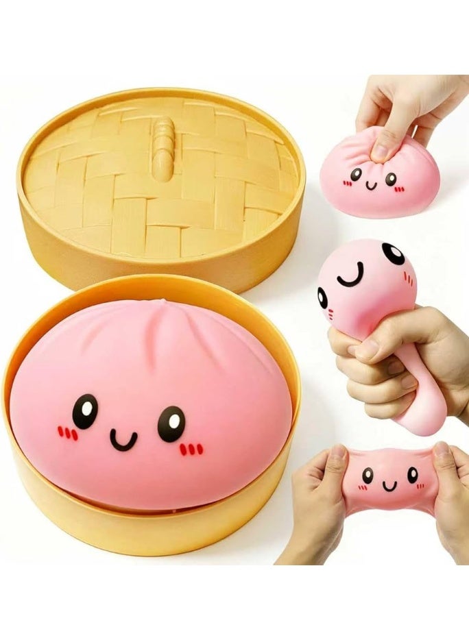 2026 Dumpling Squishy with Steamer - 10 cm Squishy Dumpling as Stress Ball, Purple Char-Siu-Baoz Bao Buns Anti-Stress Gift for Children & Adults for Birthday, Party, Christmas