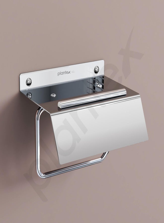 Plantex Stainless Steel Toilet Paper Holder/Toilet Paper Roll Holder/Tissue Paper Roll Holder with Mobile Stand for Bathroom Accessories - (Chrome) - Image 5