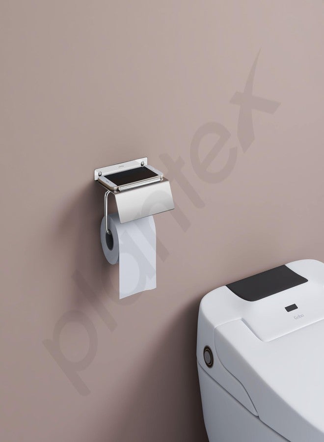 Plantex Stainless Steel Toilet Paper Holder/Toilet Paper Roll Holder/Tissue Paper Roll Holder with Mobile Stand for Bathroom Accessories - (Chrome) - Image 1