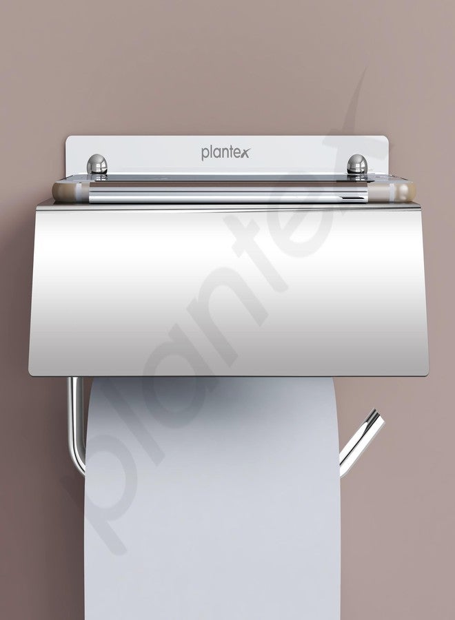 Plantex Stainless Steel Toilet Paper Holder/Toilet Paper Roll Holder/Tissue Paper Roll Holder with Mobile Stand for Bathroom Accessories - (Chrome) - Image 3