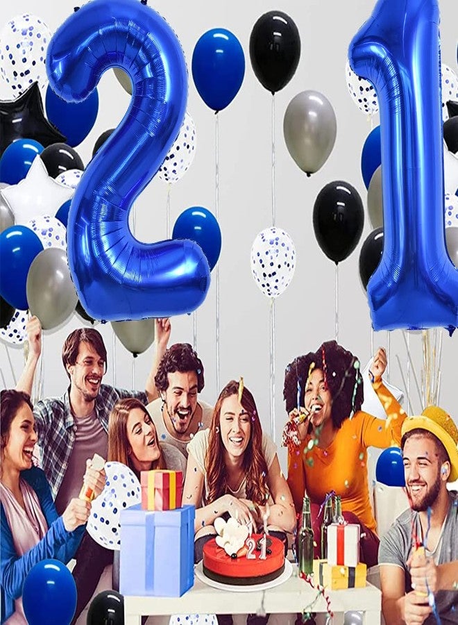 تونيفول بالون رقم 1 من تونيفول، أزرق داكن، مقاس 40 بوصة، مصنوع من رقائق مايلر، حجم كبير، رقمي، مثالي لحفلات أعياد الميلاد، وحفلات توديع العزوبية، وجلسات التصوير، واحتفالات الذكرى السنوية، وحفلات التخرج. - Image 4
