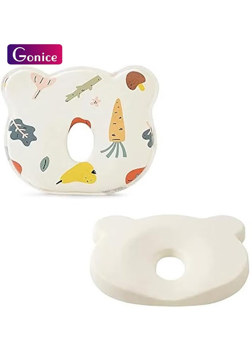 جونيس مجموعة وسائد اطفال جيدة التهوية من نالكال، مع غطاء وسادة للرضع او الاطفال الصغار، تمنع الرأس المسطح وتشكيل رأس الرضع، أبيض مصفر - Image 1