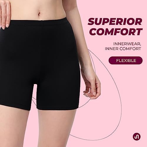 Bodyband Under Skirt Shorts for Women & Girls Under Dress Shorts High Waist Stretchable Skin Fit Shorties Tights for Women & Girls Cycling Shorts for Women Shorts Biker Bicycle Shorts Black L - Image 2