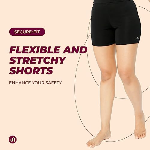 Bodyband Under Skirt Shorts for Women & Girls Under Dress Shorts High Waist Stretchable Skin Fit Shorties Tights for Women & Girls Cycling Shorts for Women Shorts Biker Bicycle Shorts Black L - Image 4