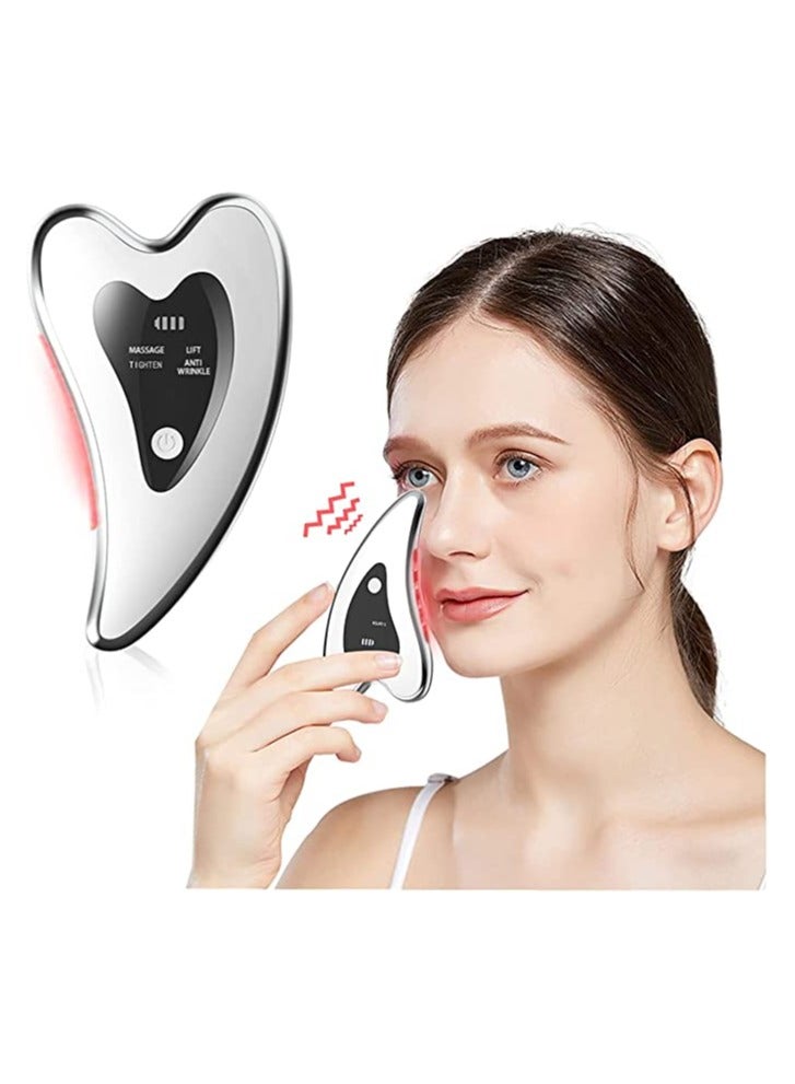 Excefore Electric Gua Sha Gua Sha Facial Massager Double Chin Reducer Heated & Vibration & Red Light Face Massager for Anti-Aging Wrinkle Removal Eye Puffiness Skin Lift Tension Relief Neck Removal Act - Image 1
