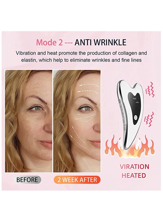 Excefore Electric Gua Sha Gua Sha Facial Massager Double Chin Reducer Heated & Vibration & Red Light Face Massager for Anti-Aging Wrinkle Removal Eye Puffiness Skin Lift Tension Relief Neck Removal Act - Image 5