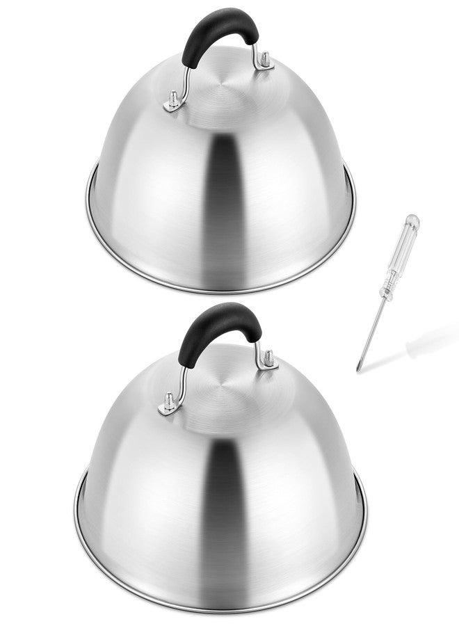 HaSteeL 9.7 Inch Melting Dome, Stainless Steel Basting Cover Set, Heavy Duty Round Metal Dome for Indoor Outdoor Flat Top Griddle Teppanyaki Cooking Steaming Grilling Barbecue, Dishwasher Safe, 2 PCS - Image 1