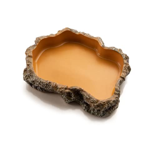 Abustle pig Reptile Water Dish,Resin Reptile Rock Food Feeder Bowl, Water and Food Bowl,Terrarium Decor for Leopard Gecko, Lizard,Spider,Turtle,Scorpion, Chameleon,Hermit Crabs (L, Orange) - Image 3