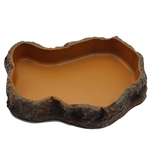 Abustle pig Reptile Water Dish,Resin Reptile Rock Food Feeder Bowl, Water and Food Bowl,Terrarium Decor for Leopard Gecko, Lizard,Spider,Turtle,Scorpion, Chameleon,Hermit Crabs (L, Orange) - Image 2