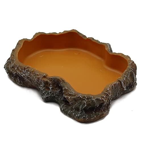Abustle pig Reptile Water Dish,Resin Reptile Rock Food Feeder Bowl, Water and Food Bowl,Terrarium Decor for Leopard Gecko, Lizard,Spider,Turtle,Scorpion, Chameleon,Hermit Crabs (L, Orange) - Image 4