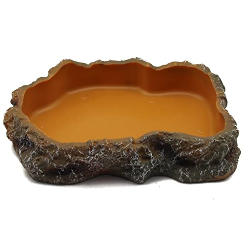 Abustle pig Reptile Water Dish,Resin Reptile Rock Food Feeder Bowl, Water and Food Bowl,Terrarium Decor for Leopard Gecko, Lizard,Spider,Turtle,Scorpion, Chameleon,Hermit Crabs (L, Orange) - Image 5
