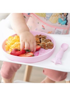 BUMKiNs Bumkins Disney Baby and Toddler Plate and Spoon Set, Silicone Dish for Babies and Kids, Baby Led Weaning, Children Feeding Supplies, Microwave Safe, Platinum Silicone, Ages 6 Months Up, Princess  - Image 3