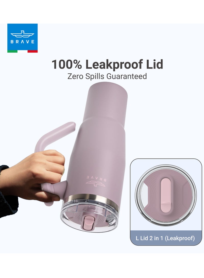 بريف تمب جارد تمبلر ١٢٠٠ml - ١٨/٨ ستانلس ستيل ترافل ماج، ثيرمال كوفي كوب، ٢-إن-١ ليكبروف ليد وذ سترو & روتيتينج هاندل، إنسوليتد هوت & كولد بيفيريج ماج، كار كب هولدر كومباتيبل، ديورابل & ريوسابل كوفي ترافل ماج (بوربل) - Image 4