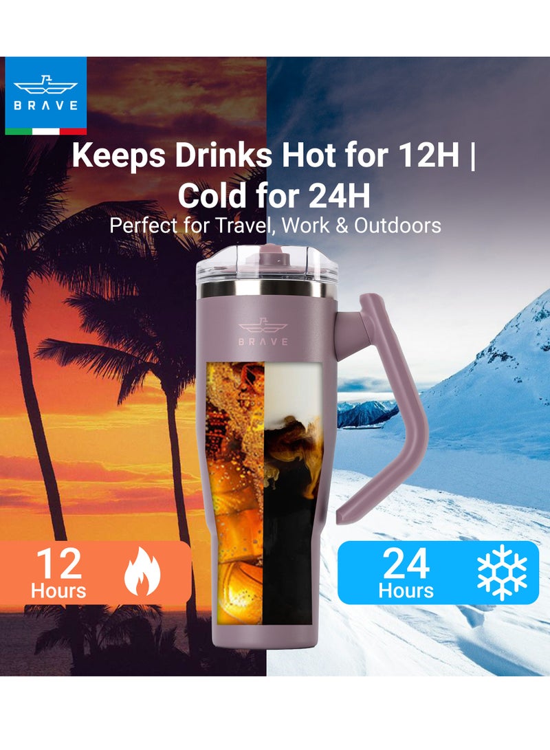 بريف تمب جارد تمبلر ١٢٠٠ml - ١٨/٨ ستانلس ستيل ترافل ماج، ثيرمال كوفي كوب، ٢-إن-١ ليكبروف ليد وذ سترو & روتيتينج هاندل، إنسوليتد هوت & كولد بيفيريج ماج، كار كب هولدر كومباتيبل، ديورابل & ريوسابل كوفي ترافل ماج (بوربل) - Image 2