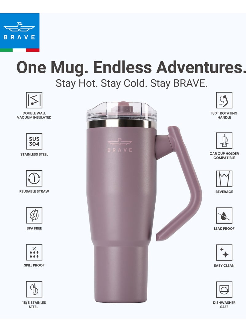 بريف تمب جارد تمبلر ١٢٠٠ml - ١٨/٨ ستانلس ستيل ترافل ماج، ثيرمال كوفي كوب، ٢-إن-١ ليكبروف ليد وذ سترو & روتيتينج هاندل، إنسوليتد هوت & كولد بيفيريج ماج، كار كب هولدر كومباتيبل، ديورابل & ريوسابل كوفي ترافل ماج (بوربل) - Image 3