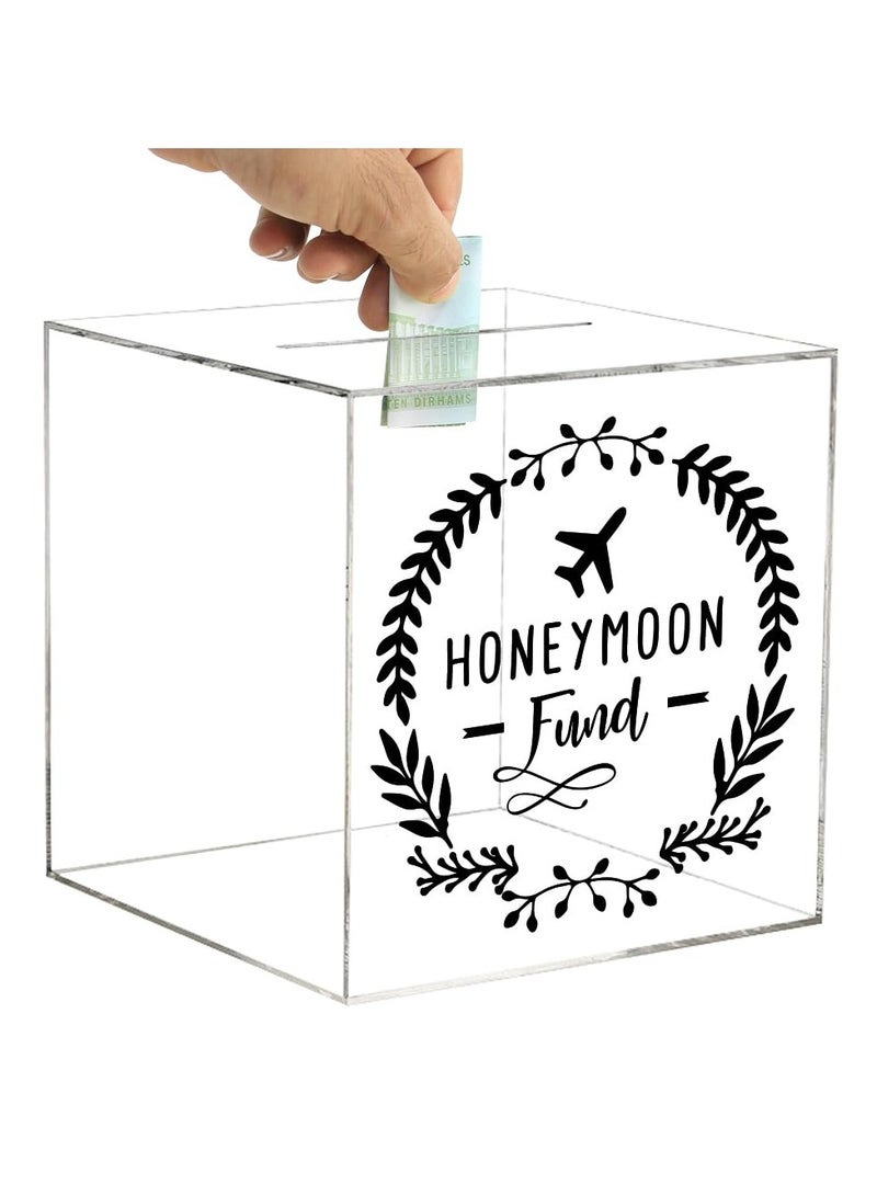 VITION Piggy Bank for Adults Kids, Acrylic Piggy Bank for Boys Girls to Saving Money Cash Coin, Must Break to Open (Honeymoon Funds, 15 x 15 cm) - Image 1