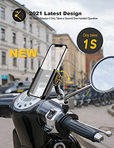Grefay Motorcycle Phone Mount, 1S Quick Release Anti Shake Motorbike Phone Holder for 3.5-7.0 Inch Smartphone for Motorcycle Mirror Phone Mount with 360° Rotatabe - Image 2