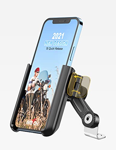 Grefay Motorcycle Phone Mount, 1S Quick Release Anti Shake Motorbike Phone Holder for 3.5-7.0 Inch Smartphone for Motorcycle Mirror Phone Mount with 360° Rotatabe - Image 1