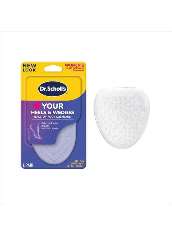 Dr. Scholl's Love Your Heels & Wedges Ball of Foot Cushions, All-Day Comfort for High Heels, Relieve & Prevent Shoe Discomfort, No Sliding Stopper Pads, 1 Pair  - Image 1