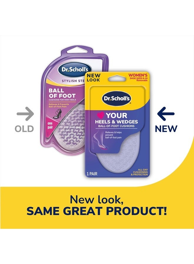 Dr. Scholl's Love Your Heels & Wedges Ball of Foot Cushions, All-Day Comfort for High Heels, Relieve & Prevent Shoe Discomfort, No Sliding Stopper Pads, 1 Pair  - Image 2
