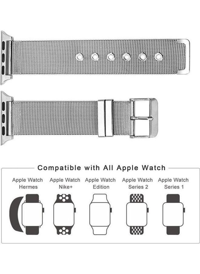 NIBEMINENT - Milanese Double Buckle Watchband For Apple Watch Series 7 45mm/6 & SE 5 4 44mm/3 2 1 42mm Black - Image 1