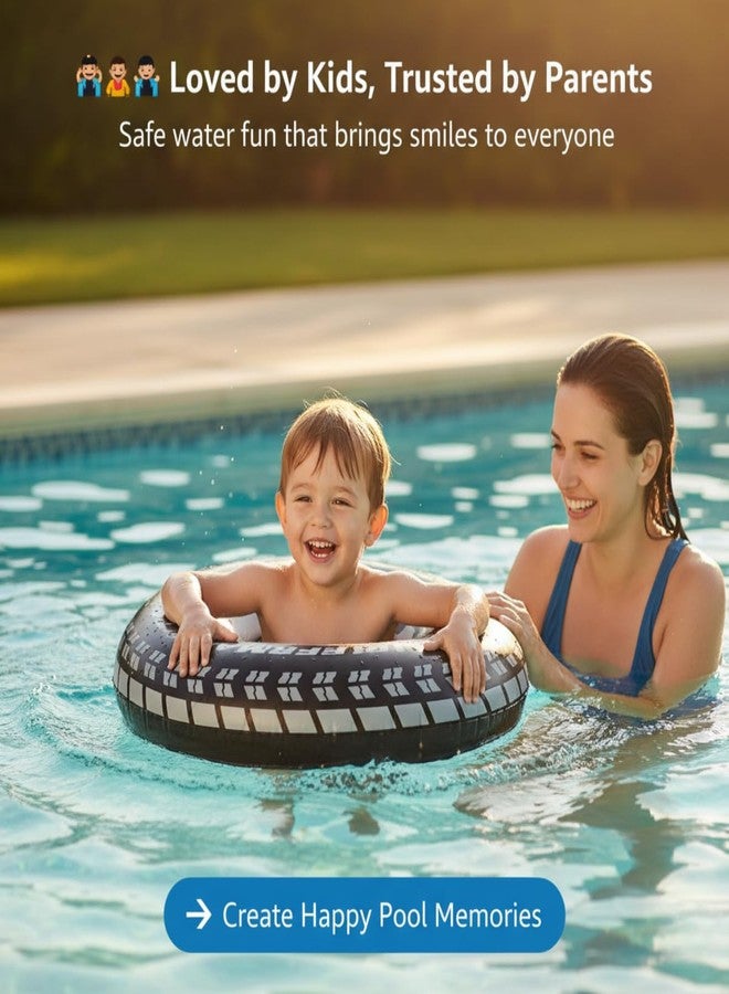 Kevim Inflatable Tyre Ring Swimming Tube for Kids & Adults, 20 cm Black Pool Float, Durable Outdoor Water Toy, Lightweight Inflatable Swim Ring for Pool Beach Play - Image 3