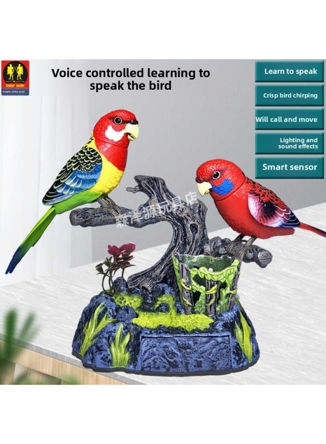 Voice-activated Bird Electric Induction Talking Parrot Children's Toys For The Elderly And Children To Relieve Boredom Toys-Color:Learn To Speak + Bird Chirping + Yellow Rose Parrot-Scale:Battery Version 【3 Ordinary Batteries】 - Image 2