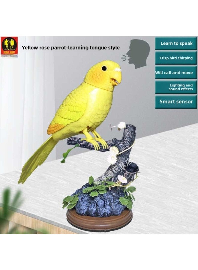 Voice-activated Bird Electric Induction Talking Parrot Children's Toys For The Elderly And Children To Relieve Boredom Toys-Color:Learn To Speak + Bird Chirping + Yellow Rose Parrot-Scale:Battery Version 【3 Ordinary Batteries】 - Image 1