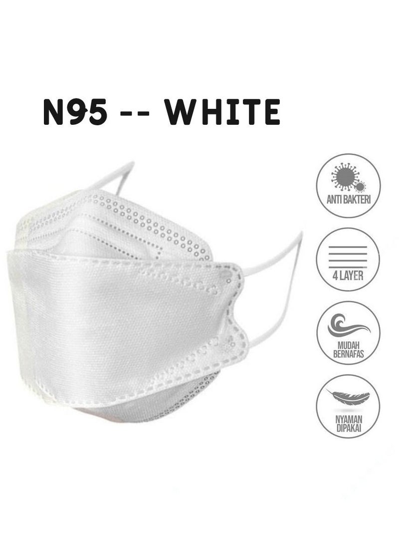 Pack Of 10 N95 Disposable Particulate Respiratory Face Mask for Adults White  - Image 2