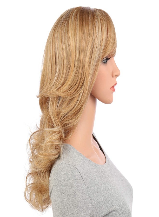 Onedor Full Head Beautiful Long Curly Wave Stunning Wig Charming Curly Costume Wigs with Fringe (Blonde Mixed-16/24H88) - Image 4